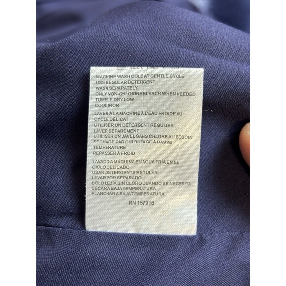 H Halston Velvet Blazer Blue Purple Medium One Button Stretch Pockets - Picture 9 of 11